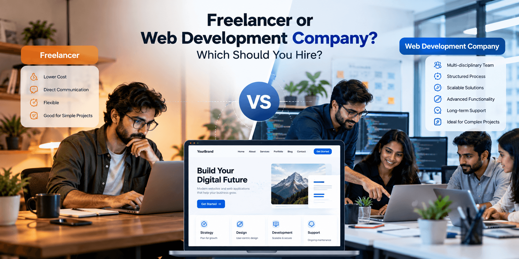 Freelancer vs web development company for business website development